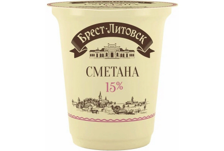 Сметана БРЕСТ-ЛИТОВСК 300гр 15% 1/12шт