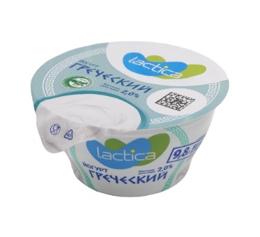 Йогурт греческий LACTICA 130гр 2% тф-стакан 1/6шт Продукт без заменителя молочного жира