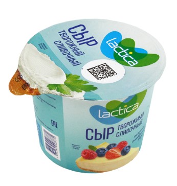 Сыр творожный LACTICA 240гр 60% Сливочный пэт-стакан 1/6шт Продукт без заменителя молочного жира