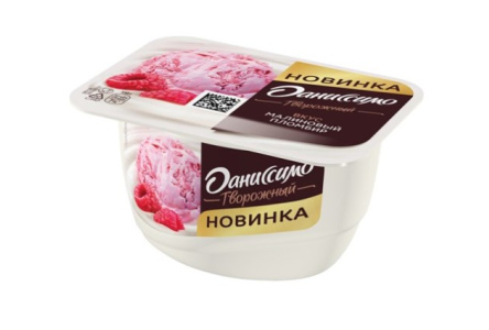 Продукт творожный ДАНИССИМО 130гр 5,6% Малиновый пломбир 1/8шт