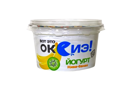 Йогурт ОКСИЭ 200гр 2,5% Киви/Банан пл/ст 1/9шт Продукт без заменителя молочного жира