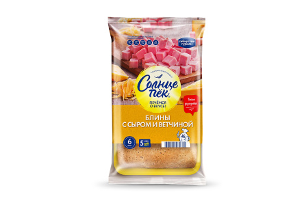 Блинчики СОЛНЦЕПЕК 420гр с ветчиной и сыром 1/6шт