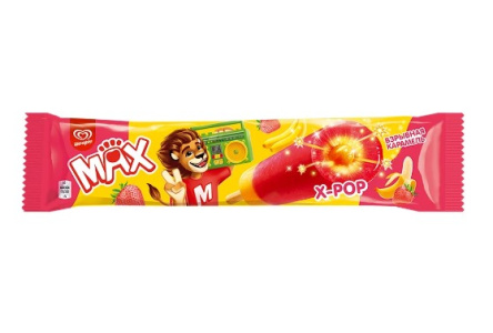 Фруктовый лед MAX X-POP 60гр Клубника/банан 1/35шт Инмарко БЗМЖ