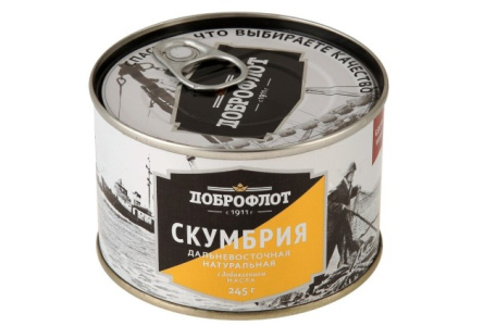 Скумбрия ДОБРОФЛОТ 245гр Дальневосточная в т/с ж/б 1/24шт