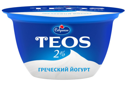 Йогурт TEOS Греческий 140гр 2% Натуральный 1/6шт
