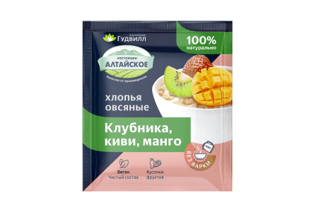 Каша овсяная ГУДВИЛЛ 40гр Клубника/киви/манго 1/17шт