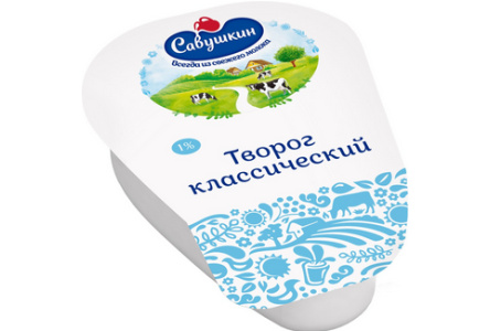 Творог САВУШКИН Хуторок 180гр 1% 1/8шт Продукт без заменителя молочного жира