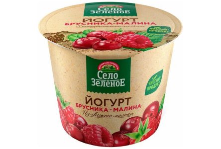 Йогурт СЕЛО ЗЕЛЕНОЕ 120гр 3,5% Брусника/малина пл/ст 1/8шт