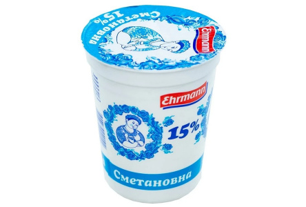 Продукт сметанный СМЕТАНОВНА 375гр 15% 1/12шт