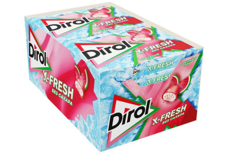 Жевательная резинка DIROL X-FRESH 16гр Арбузный лед б/с 1/12шт (8*12)
