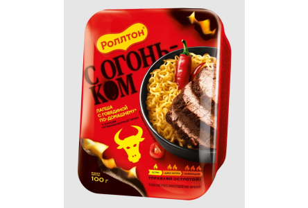 Лапша РОЛЛТОН 100гр Говядина по-домашнему Огненно-острый чили 1/24шт лоток