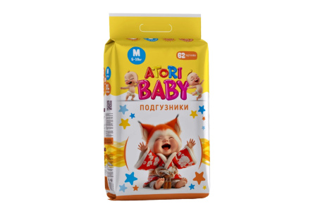 Подгузники детские ATORI BABY 62шт размер M 1/4шт