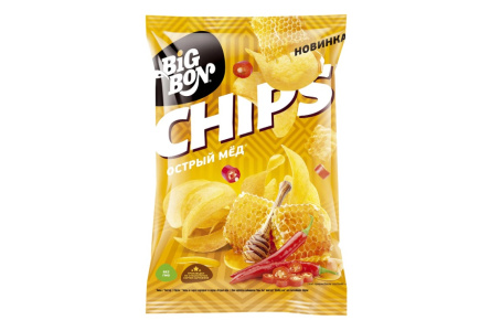 Чипсы BIG BON 50гр Острый мед 1/24шт