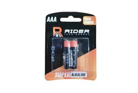 Батарейки RIDER супер + АAA, LR03, 1.5 В, 2 шт 1/30шт