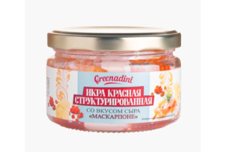 Икра GREENADINI 180гр Красная со вкусом сыра Маскарпоне ст/б 1/12шт