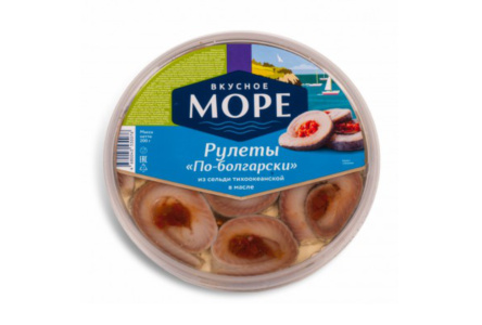 Пресервы ВКУСНОЕ МОРЕ 200гр Рулет из сельдь в масле По-болгарски 1/15шт