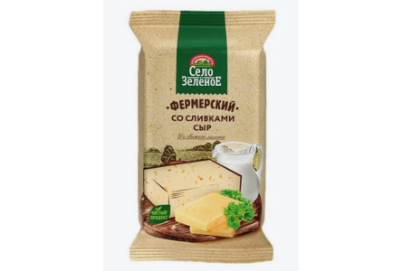 Сыр Фермерский Село Зеленое 200гр 50% со сливками 1/10шт