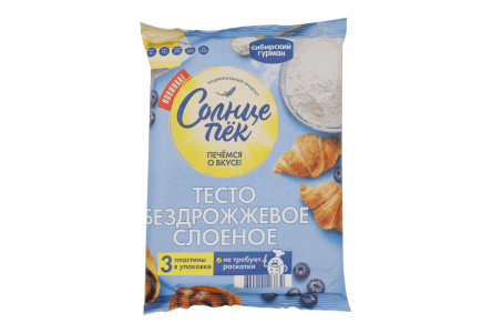 Тесто слоеное СОЛНЦЕПЕК 430гр Гурман б/дрож 1/14шт