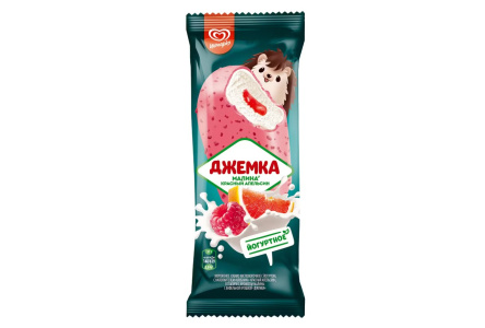 Мороженое ДЖЕМКА 57гр Йогурт/клубника/крыжовник/апельсин в глазури 1/28шт
