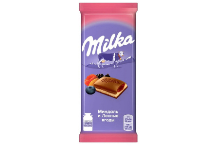 Шоколад MILKA 85гр Миндаль/лесные ягоды 1/20шт