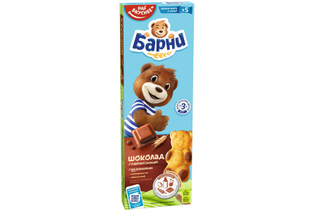 Пирожные МЕДВЕЖОНОК БАРНИ 150гр Бисквит с шоколадной начинкой 1/20шт