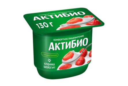 Биойогурт АКТИБИО 130гр 2,9% Клубника 1/12шт Продукт без заменителя молочного жира