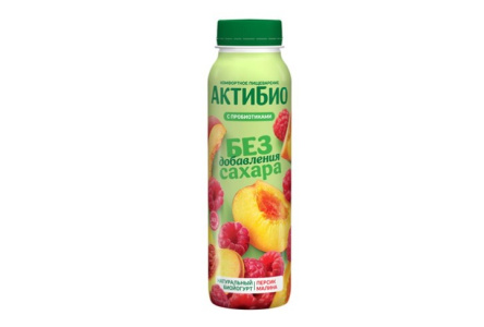 Биойогурт питьевой АКТИБИО 260гр 1,5% Без лактозы Персик/Малина 1/9шт Продукт без заменителя молочно