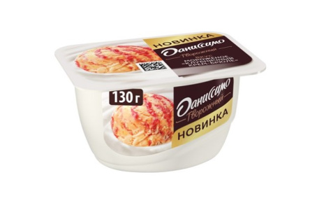 Продукт творожный ДАНИССИМО 130гр 5,7% со вкусом мороженого Клубничный Крем-Брюле 1/8шт