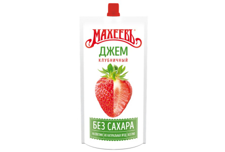 Джем МАХЕЕВЪ 300гр Клубничный без сахара дой-пак 1/16шт