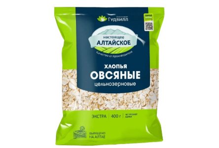 Хлопья ГУДВИЛЛ Экстра 400гр Овсяные зерновые 1/6шт