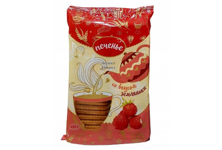 Печенье ЗЕЯ 450гр Со вкусом земляники 1/8шт Зея БКФ