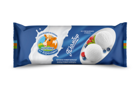 Мороженое КОРОВКА ИЗ КОРЕНОВКИ 400гр 15% Пломбир ванильный 1/8шт 004
