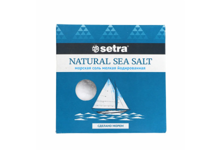 Соль SETRA 500гр Морская мелкая йодированная 1/12шт