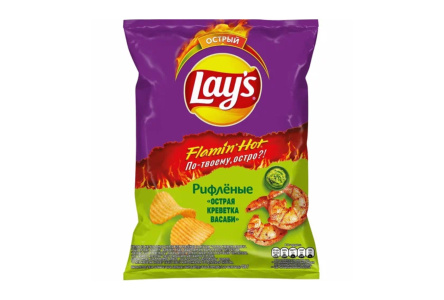 Чипсы LAYS 105гр Острая креветка/васаби рифленые 1/20шт