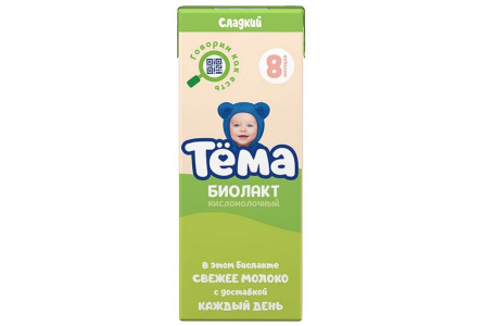 ДП Биолакт ТЕМА 208гр 3,2% 1/6шт т/п Продукт без заменителя молочного жира