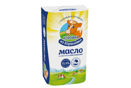 Масло сливочное Коровка из Кореновки Крестьянское 170гр 72,5% 1/12шт