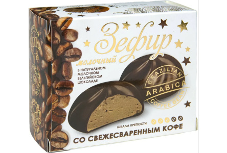 Зефир ВП ПАСТУХОВ 60гр Кофе/молочный бельгийский шоколад 1/6шт