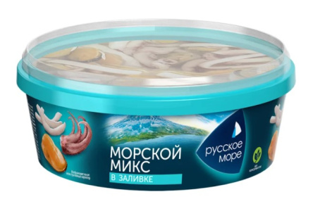 Коктейль из морепродуктов РУССКОЕ МОРЕ 300гр Морской микс в масле  1/6шт