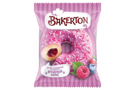 Донат BAKERTON 70гр Ягодный микс 1/32шт