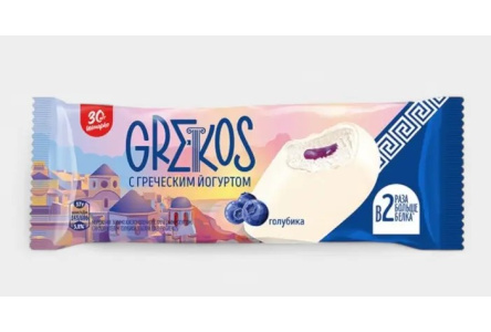 Мороженое GREKOS 57гр Греческий йогурт/голубика 1/28шт БЗМЖ