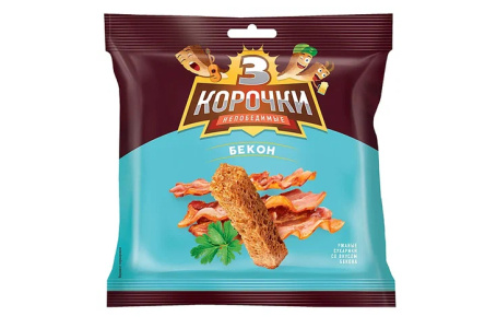 Сухарики 3 КОРОЧКИ 100гр ржаные с Беконом 1/30шт