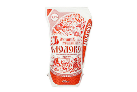 Молоко В ЛУЧШИХ ТРАДИЦИЯХ 900мл 3,2% Гжель Кувшин 1/12шт Продукт без заменителя молочного жира