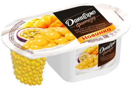 Йогурт ДАНИССИМО ФАНТАЗИЯ 105гр Манго/маракуйя 1/12шт Продукт без заменителя молочного жира