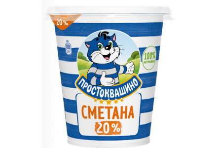 Сметана ПРОСТОКВАШИНО 300гр 20% 1/12шт Продукт без заменителя молочного жира