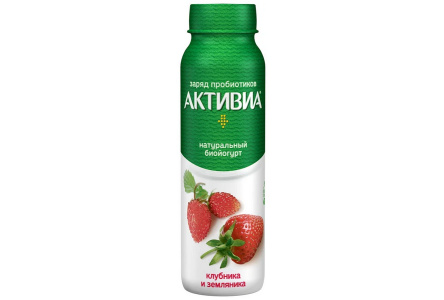Йогурт питьевой АКТИБИО 260гр 1,5% Клубника/земляника 1/9шт Продукт без заменителя молочного жира