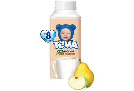 Биойогурт питьевой ТЕМА 210гр 2,8% Груша/яблоко 1/6шт Продукт без заменителя молочного жира