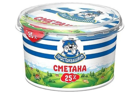 Сметана ПРОСТОКВАШИНО 300гр 25% 1/12шт Продукт без заменителя молочного жира