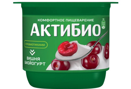 Биойогурт АКТИБИО 130гр 2,9% Вишня 1/12шт Продукт без заменителя молочного жира
