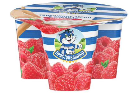 Продукт творожный ПРОСТОКВАШИНО 140гр 5,0% Зерненый Малина 1/12шт Продукт без заменителя молочного ж