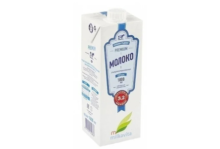 Молоко МИЛКАВИТА 1л 3,2% т/п 1/12шт